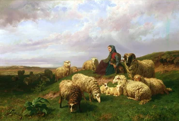 Pastora descansando con su rebaño, 1867